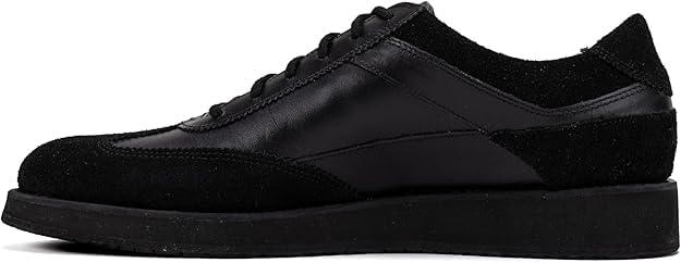 RICHMOND men's black leather trainers profile view