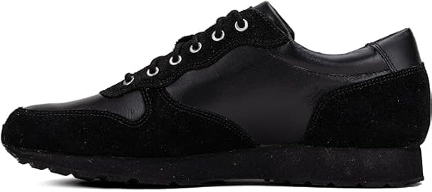 BELGRAVIA black leather trainers – inner side profile