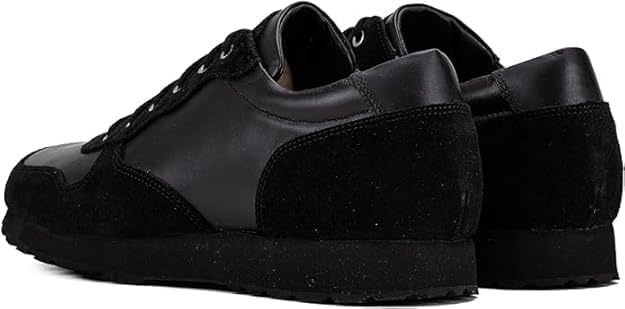 BELGRAVIA black leather and suede trainers – rear side view