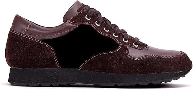 BELGRAVIA brown leather and suede trainers – side profile