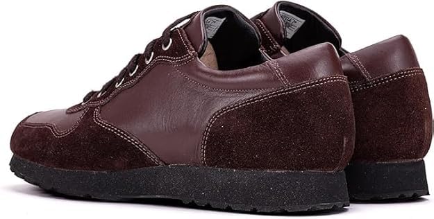 BELGRAVIA brown leather and suede trainers – rear side view
