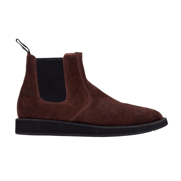 QUIVE London Mayfair brown suede Chelsea boot opposite side view