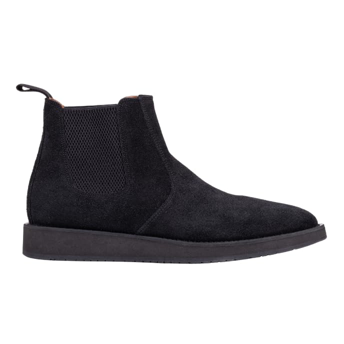 QUIVE London Mayfair black suede Chelsea boot side profile