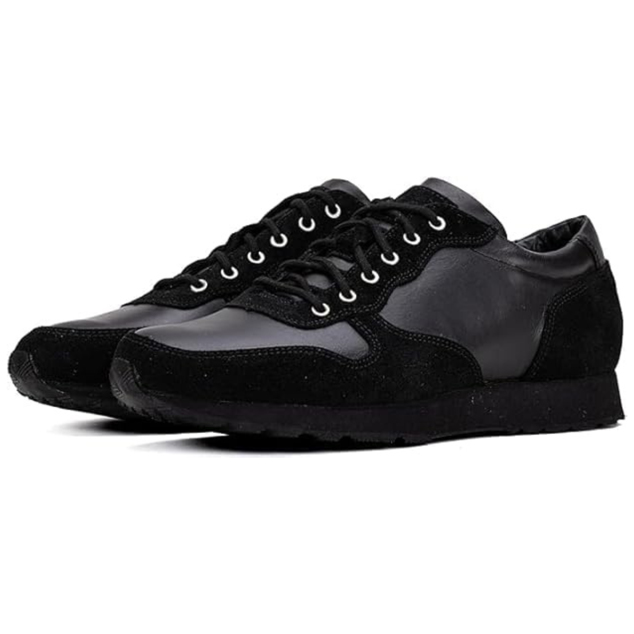 QUIVE London BELGRAVIA black leather and suede trainers – pair view