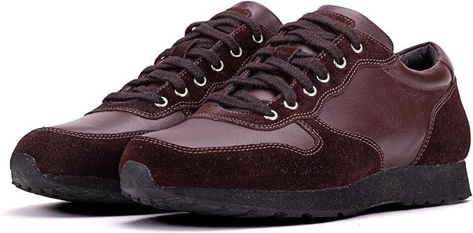 QUIVE London BELGRAVIA brown leather and suede trainers – pair view