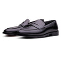 QUIVE London Perth black leather penny loafers for men