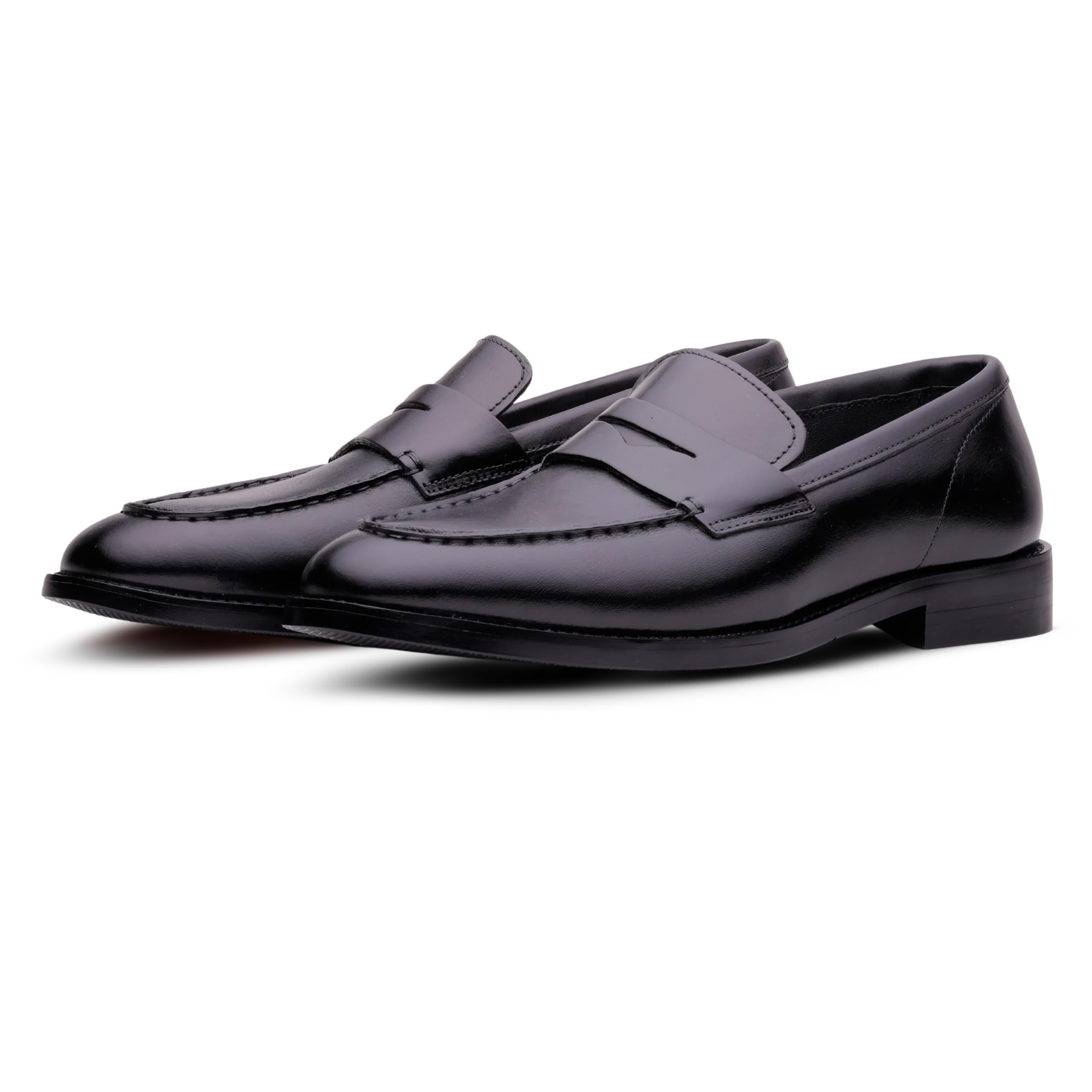 QUIVE London Perth black leather penny loafers for men