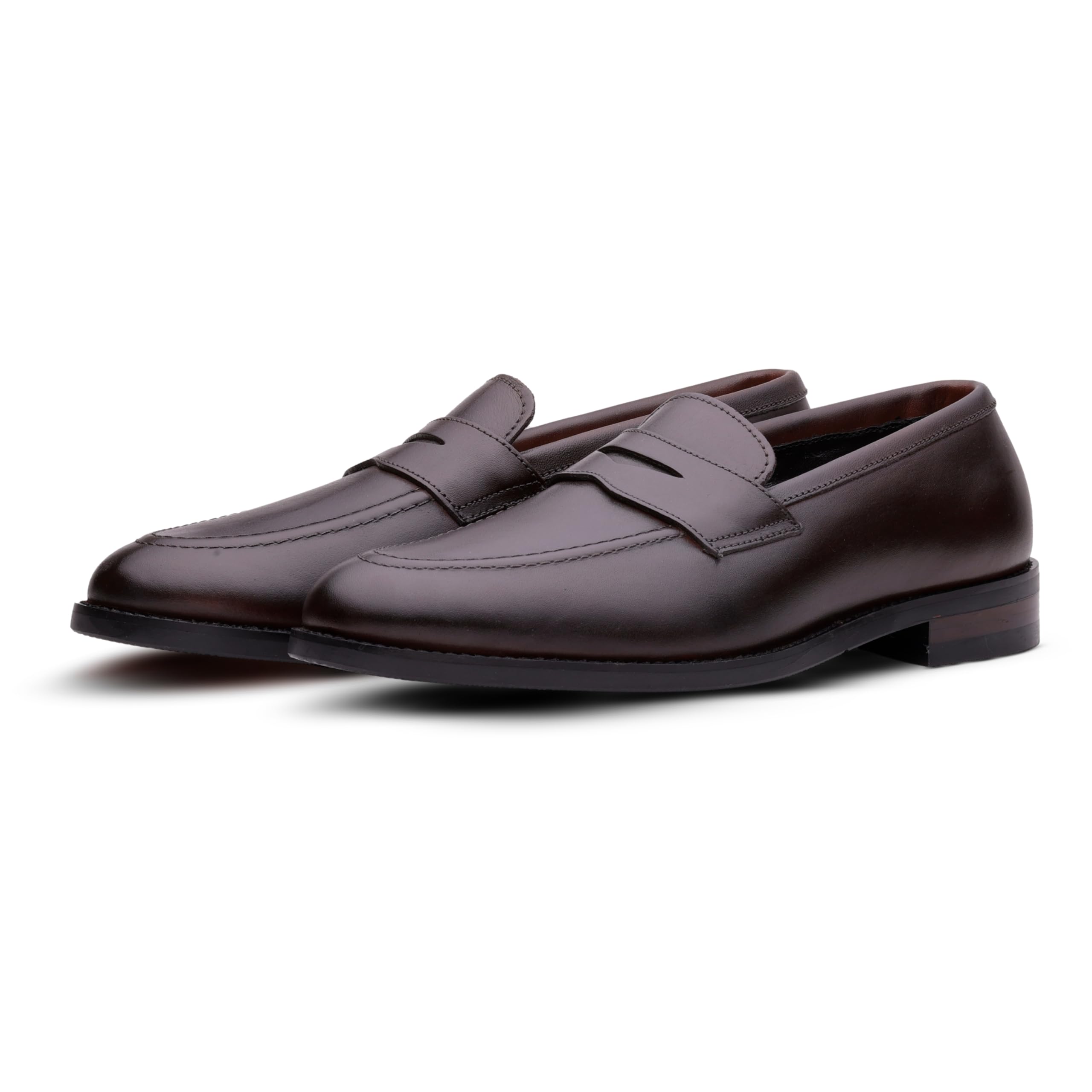 QUIVE London Ventor men's leather penny loafers in brown