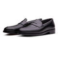 QUIVE London Ventor men's leather penny loafers in black