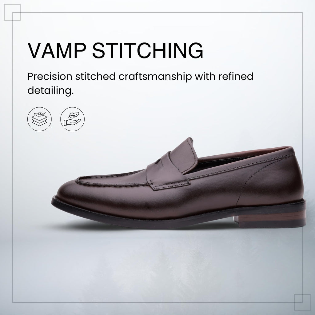 QUIVE London Perth penny loafers handcrafted vamp stitching detail