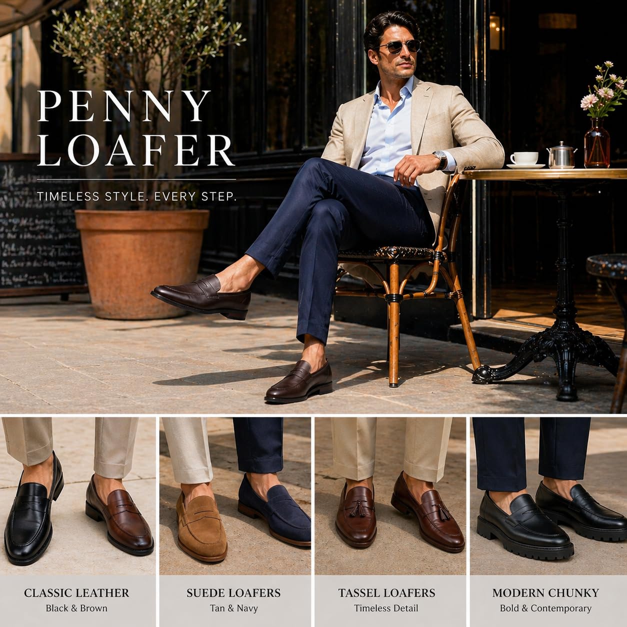 QUIVE London Ventor penny loafers in black and brown