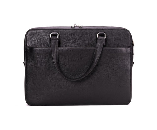 QUIVE London CAVENDISH black full-grain calf leather laptop briefcase