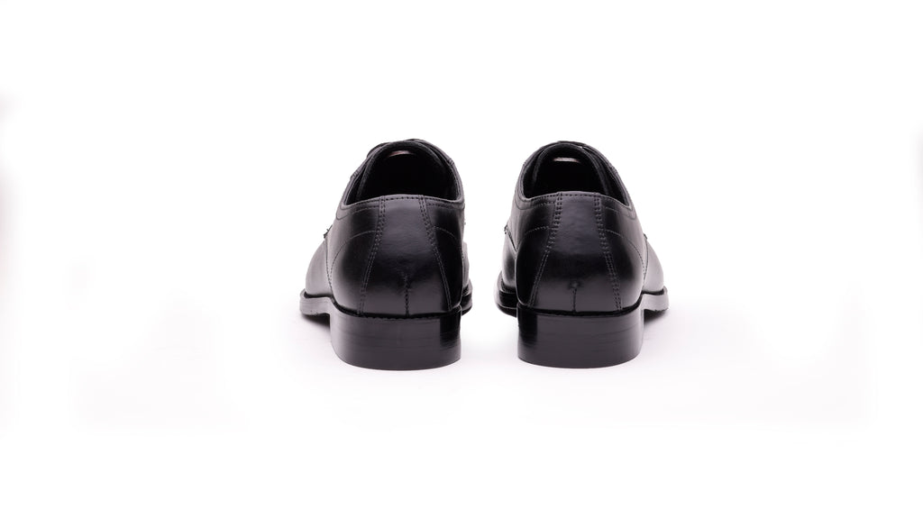 Harrington men's black leather Derby shoes rear view