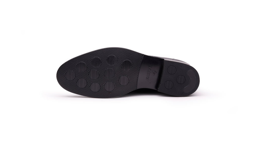 QUIVE London Harrington black leather Derby shoe rubber outsole