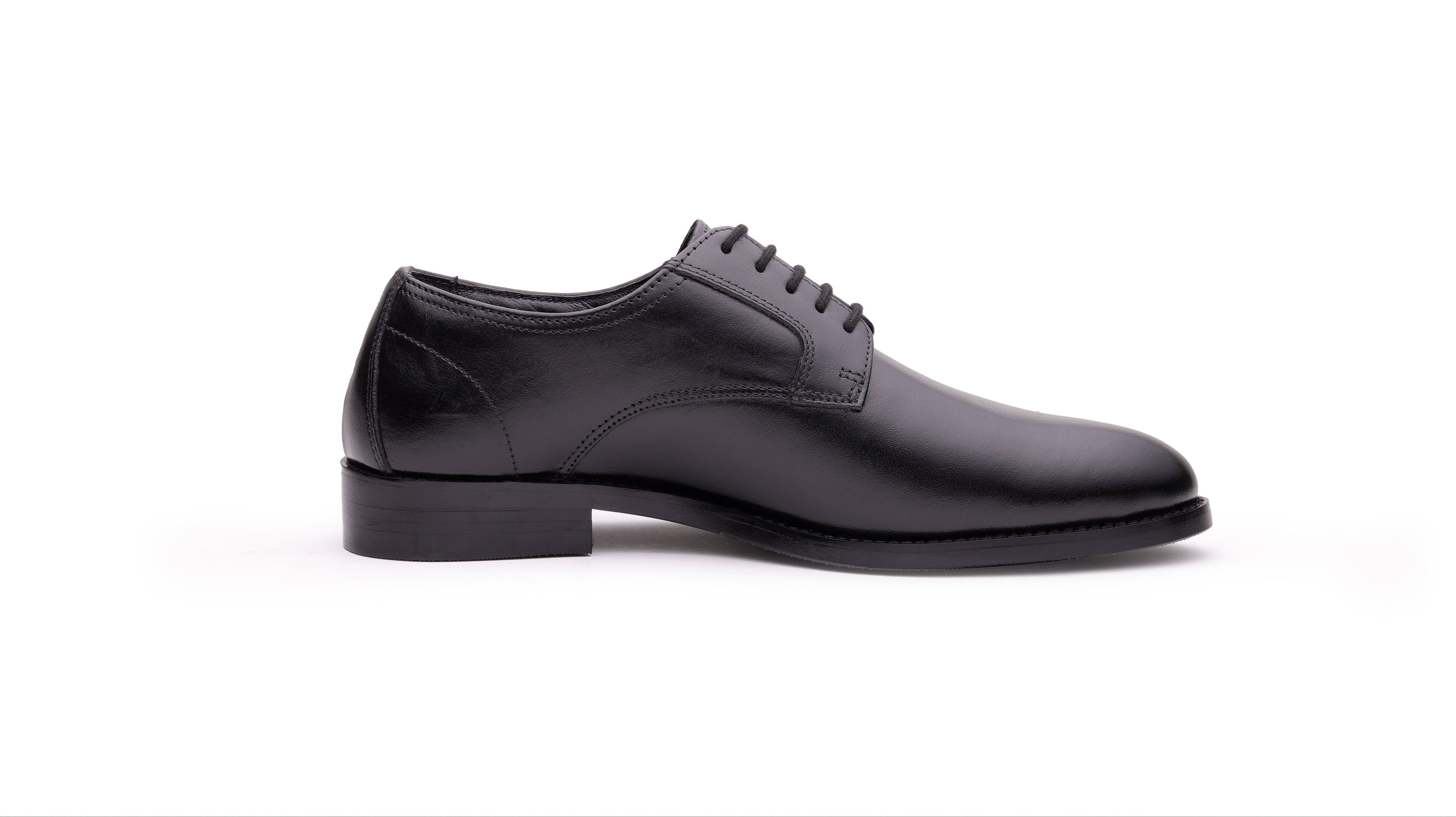 Harrington men's black leather Derby shoe side profile