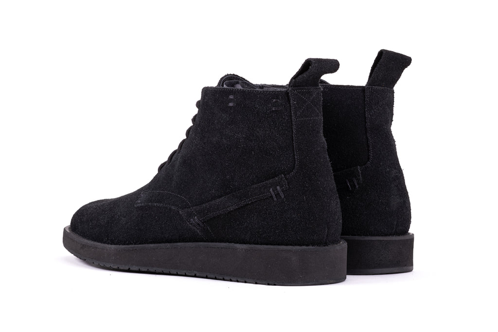CHESTER black suede Chukka boots rear three-quarter view