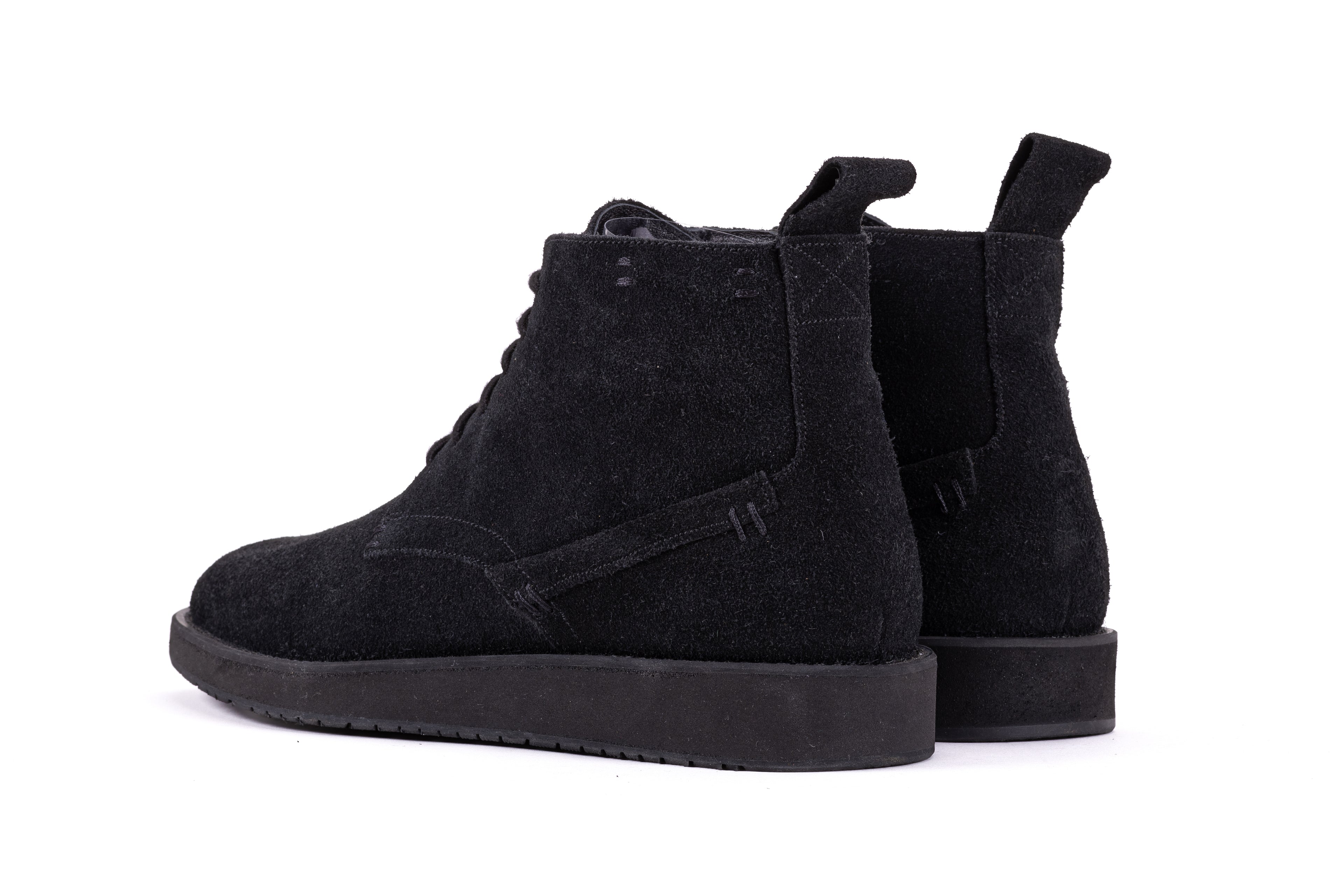 CHESTER black suede Chukka boots rear three-quarter view