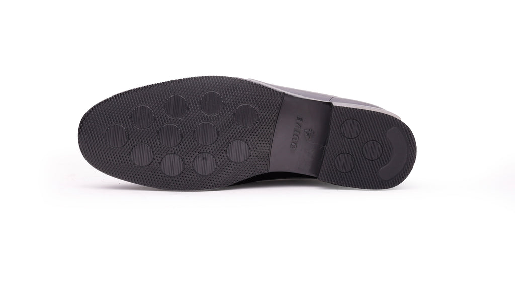 QUIVE London Perth black leather penny loafers rubber outsole