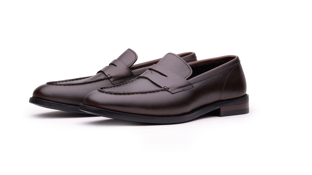 QUIVE London Perth brown leather penny loafers for men