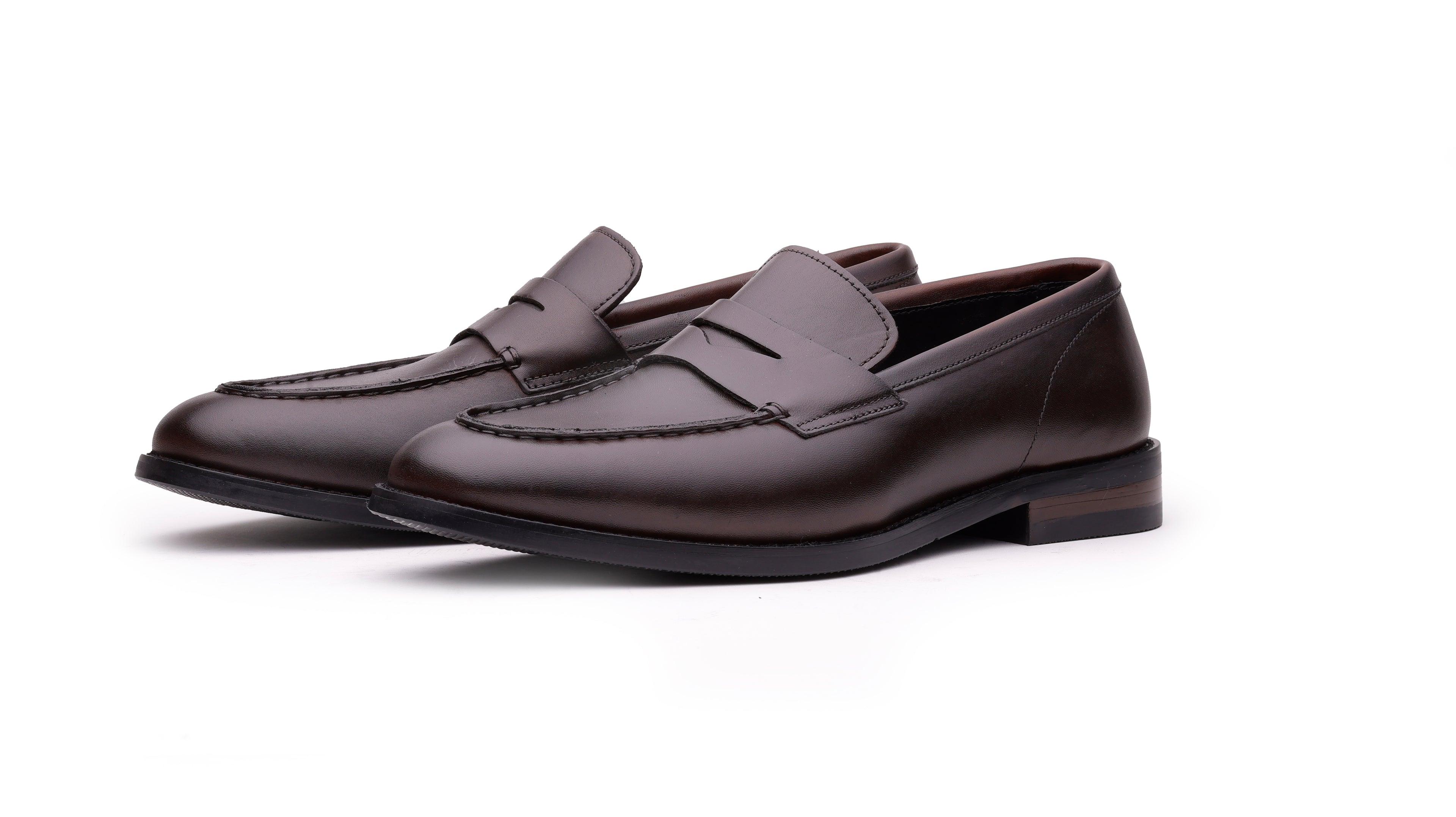 QUIVE London Perth brown leather penny loafers for men