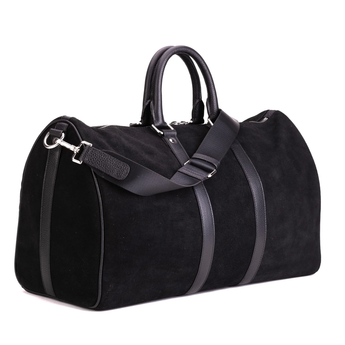 QUIVE London FITZROVIA black suede leather weekender holdall