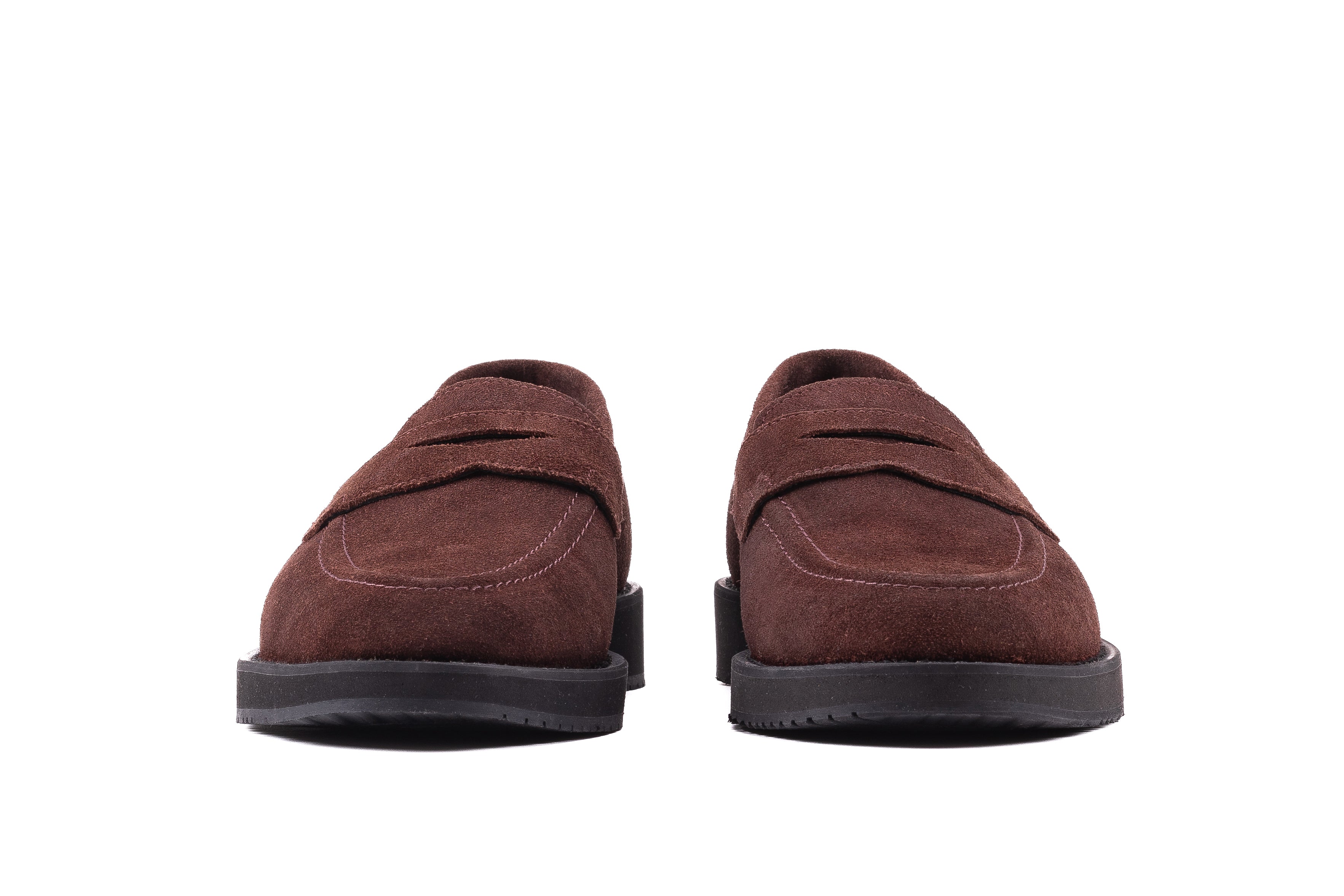 Cambridge men's brown suede loafers front view