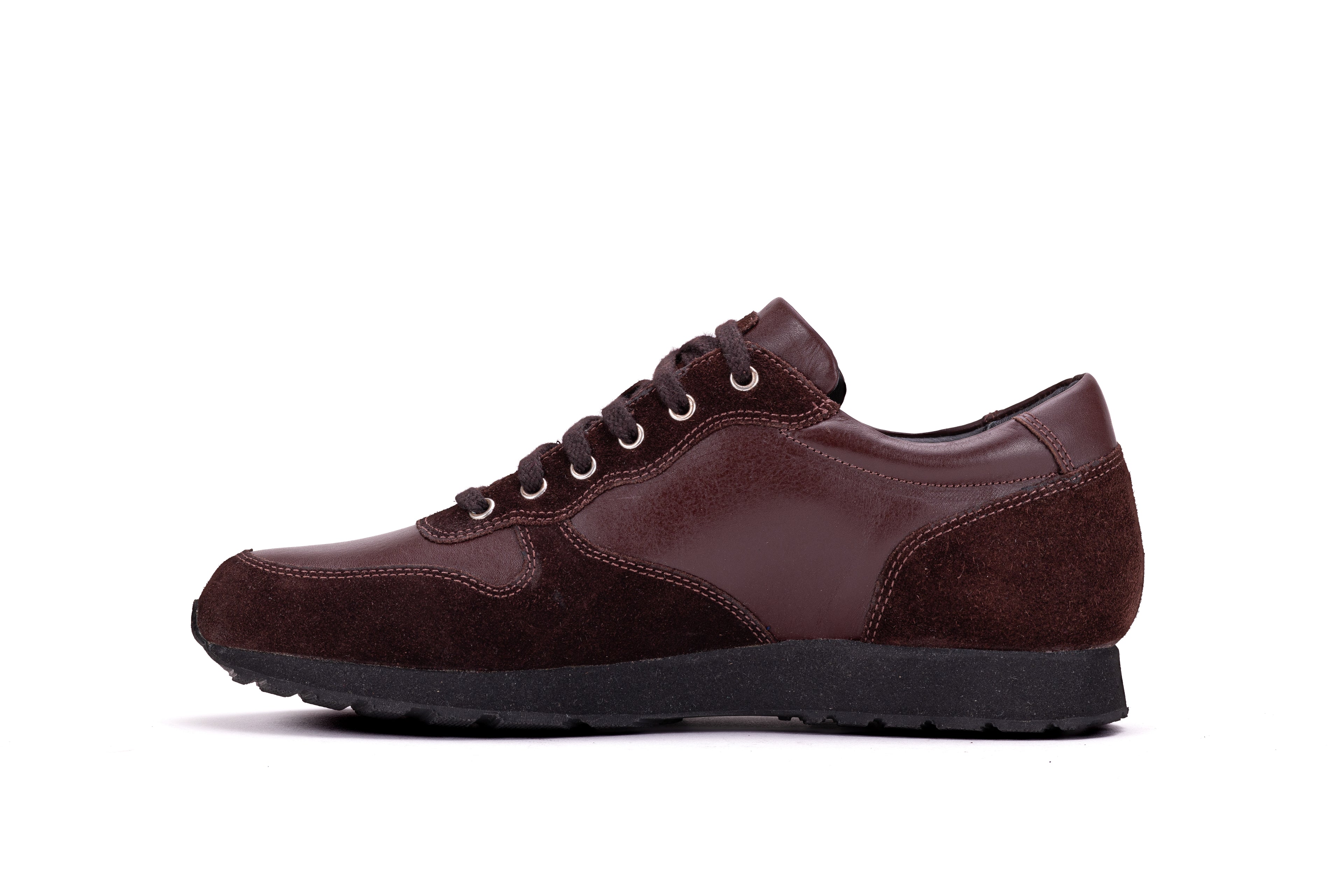 BELGRAVIA brown men's leather trainers – opposite side view
