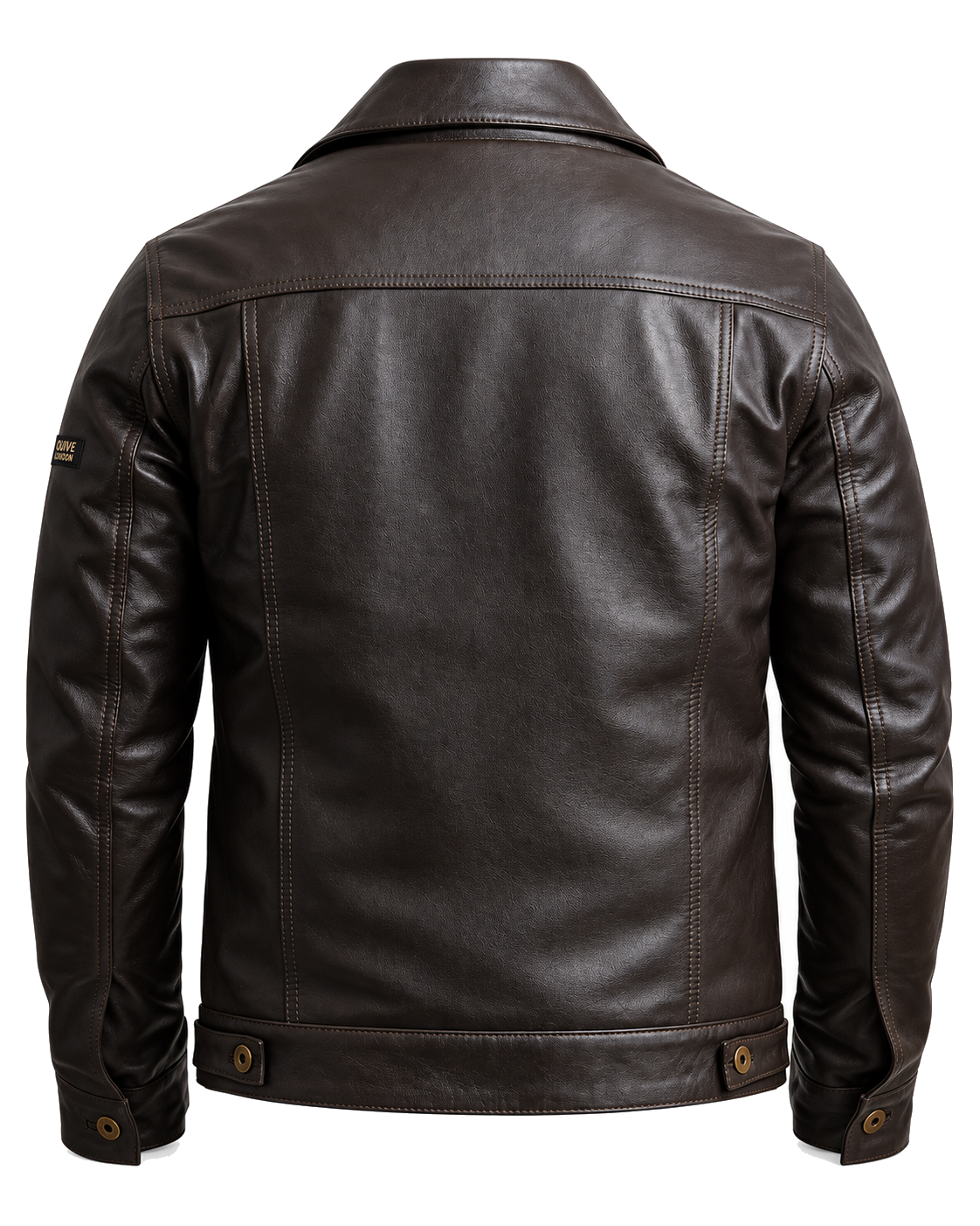 BELGRAVE men's brown sheepskin leather jacket rear studio view