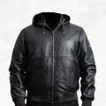 QUIVE London KNIGHTSBRIDGE men's black hooded sheepskin leather jacket
