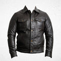 Brown BELGRAVE men's sheepskin leather jacket full front view