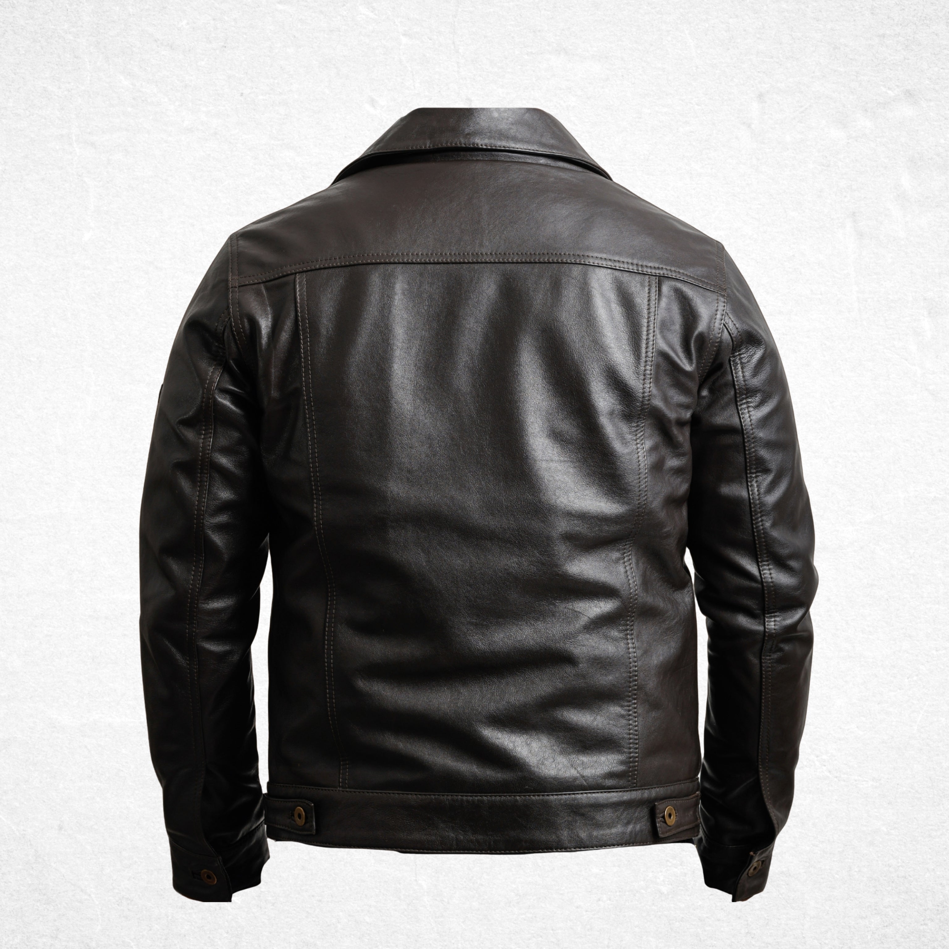 Brown BELGRAVE men's sheepskin leather jacket rear view