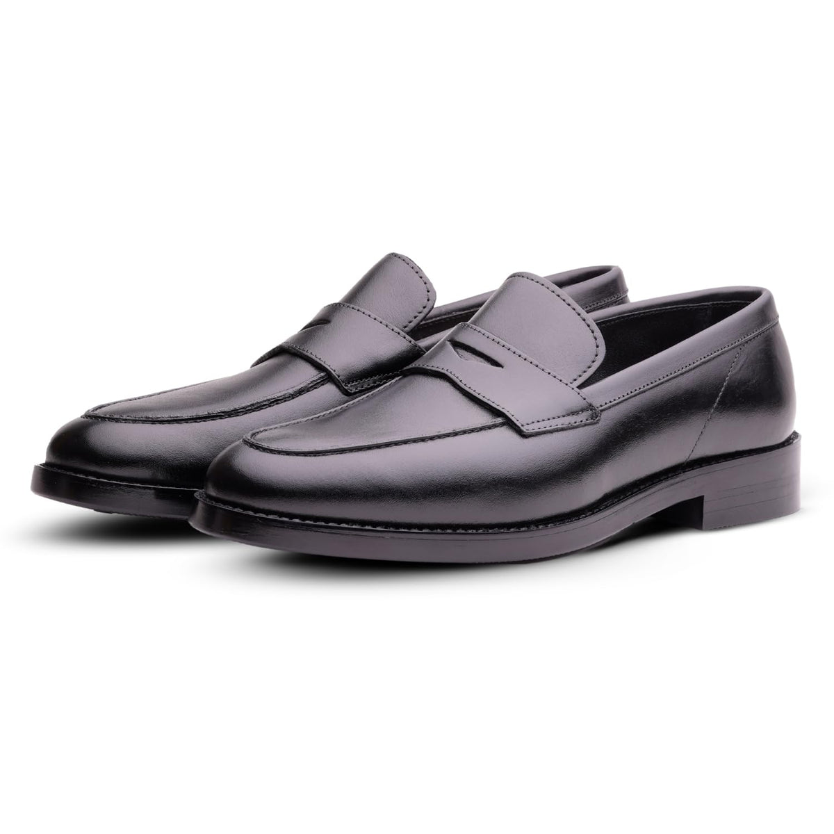 QUIVE London REGENT men's black leather penny loafers