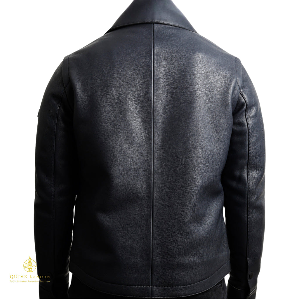 SLOANE black leather jacket rear view