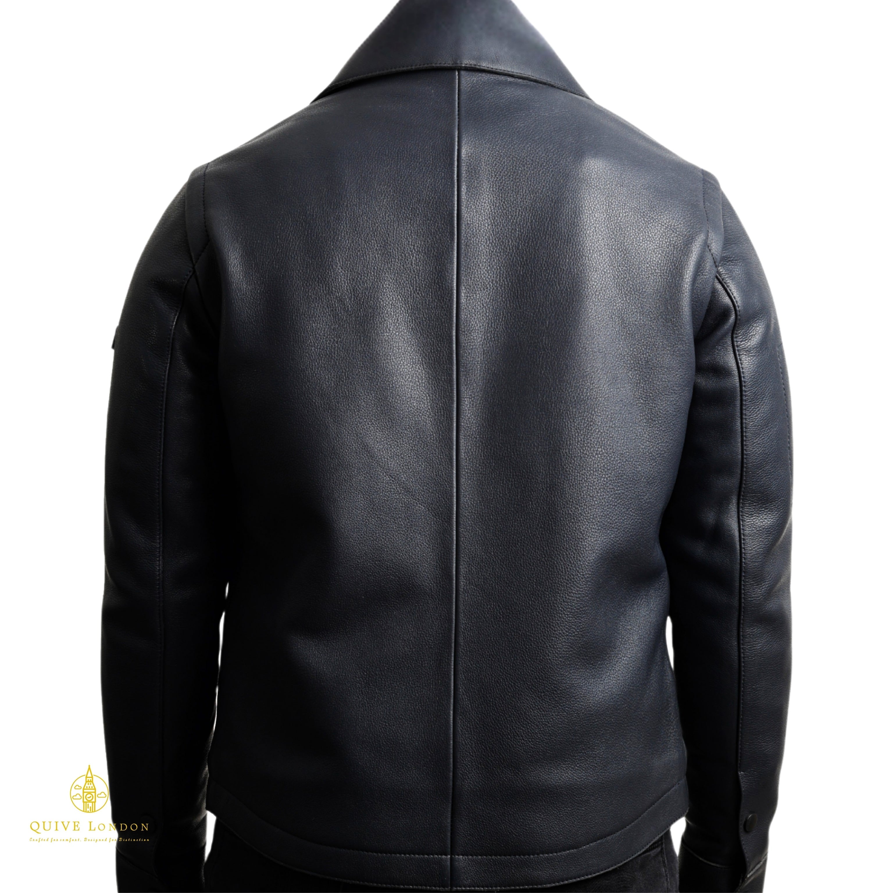 SLOANE black leather jacket rear view