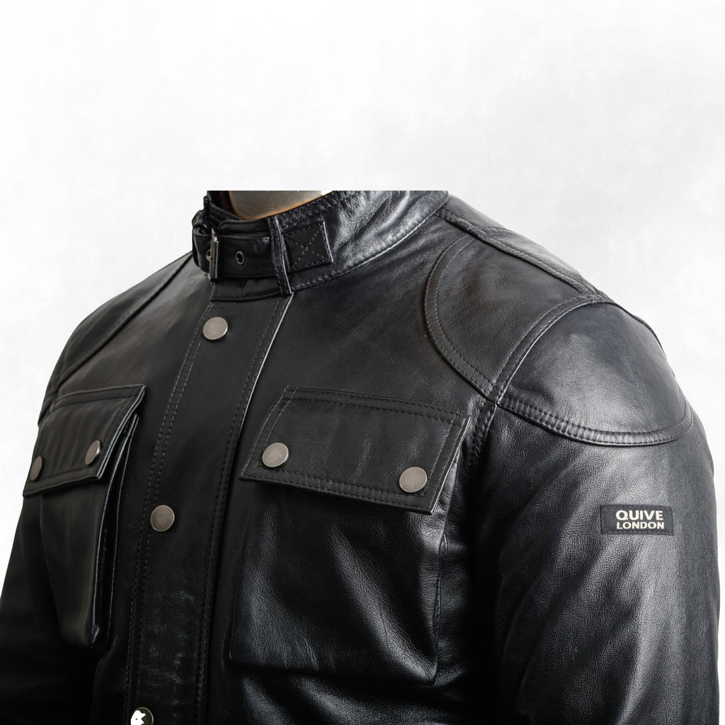 QUIVE London HARROW men's black sheepskin leather jacket