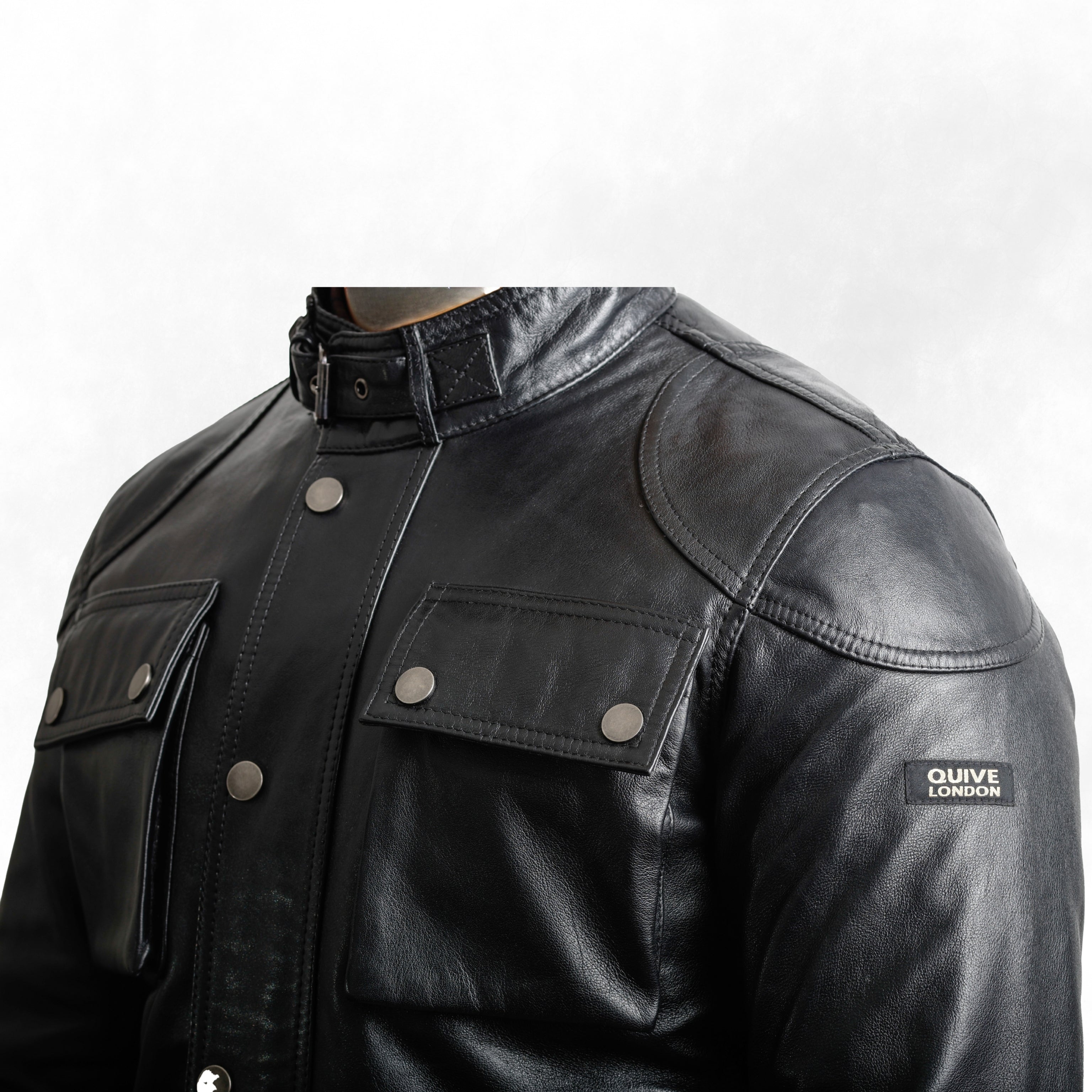 QUIVE London HARROW men's black sheepskin leather jacket